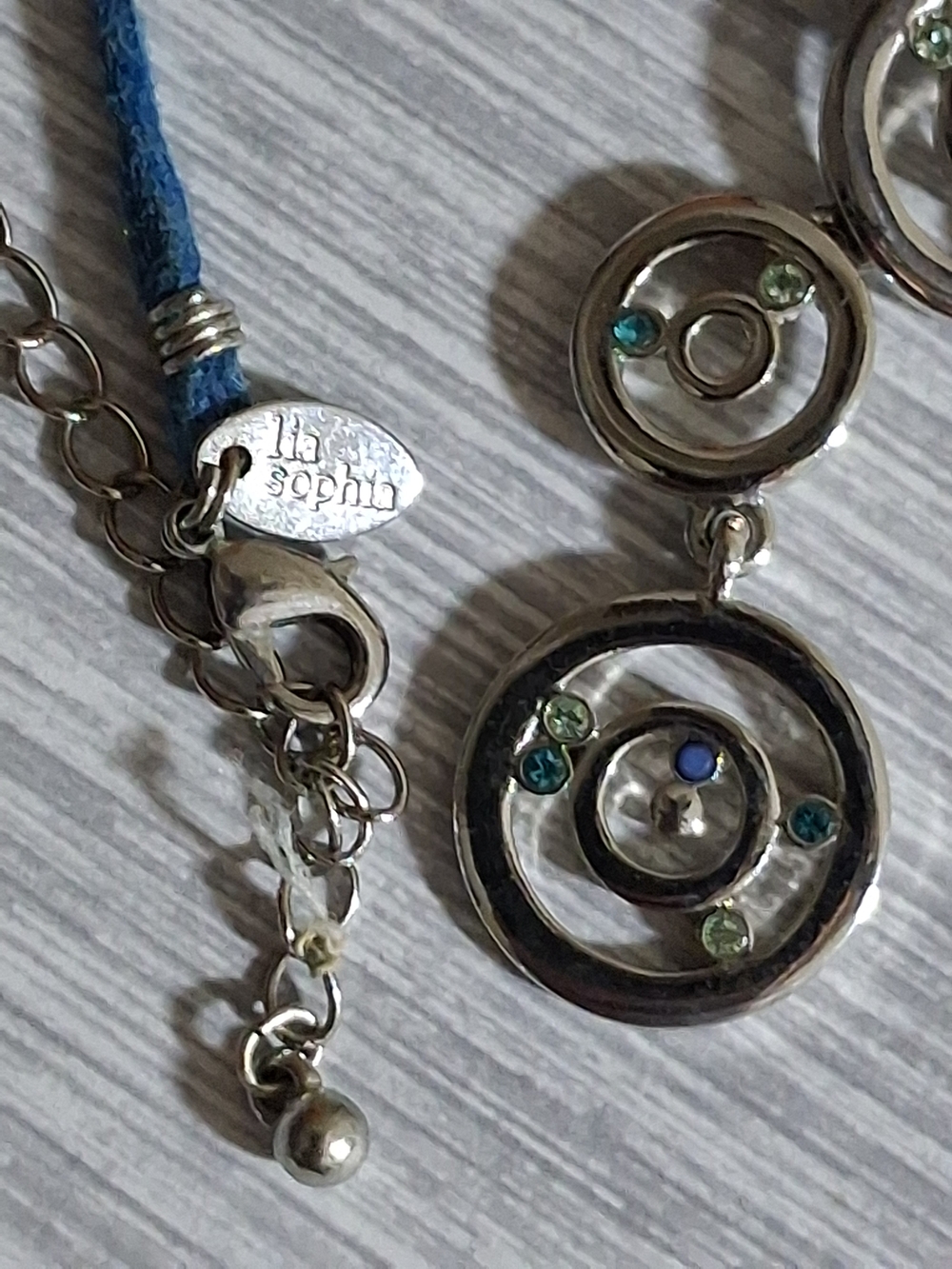 Lia Sophia Blue Cord Silver-Tone Triple Circle Necklace and Earring Set - Picture 3 of 10